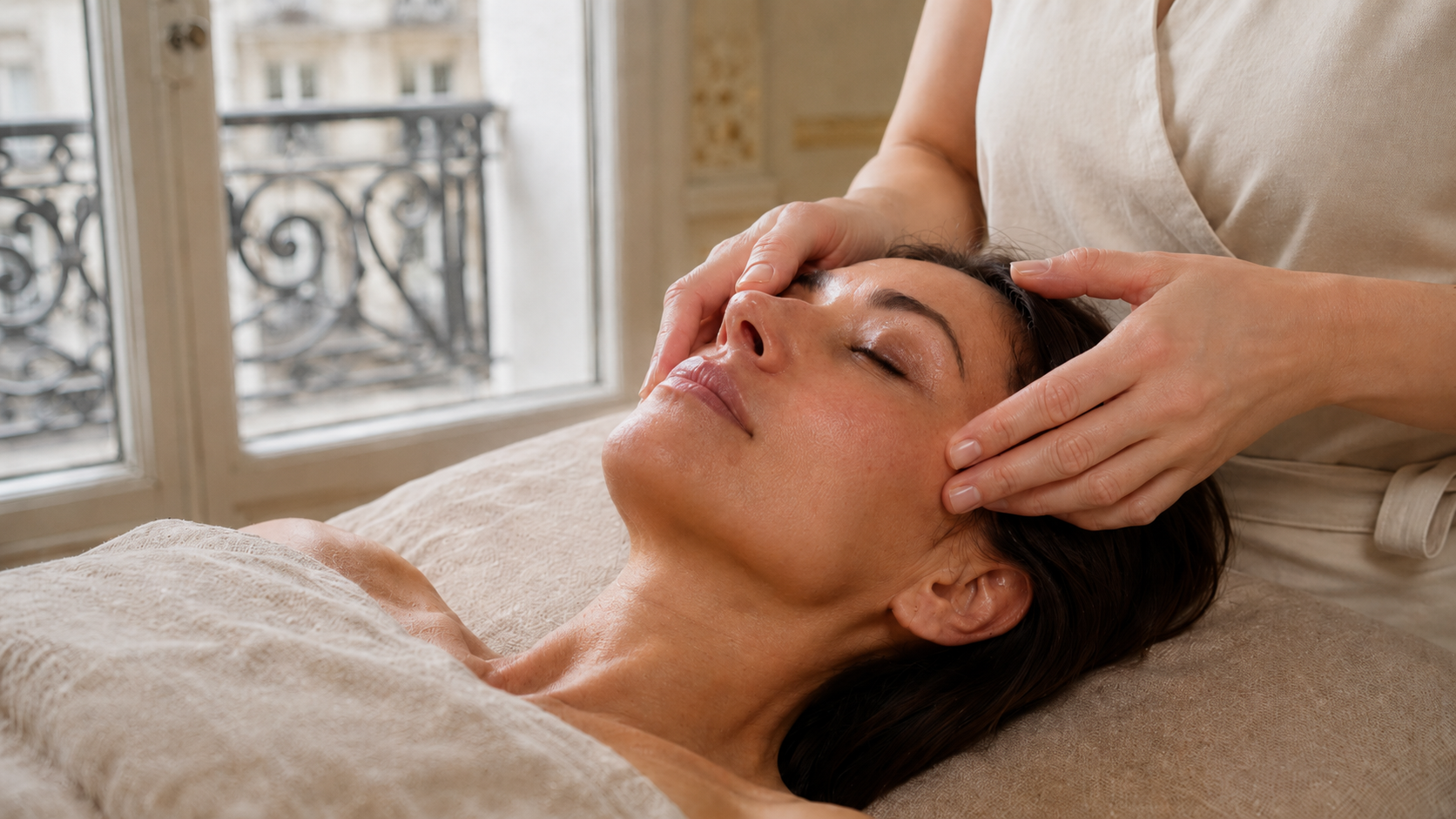 Massage Kobido avant après pour un visage plus lumineux et des traits détendus à Paris 15