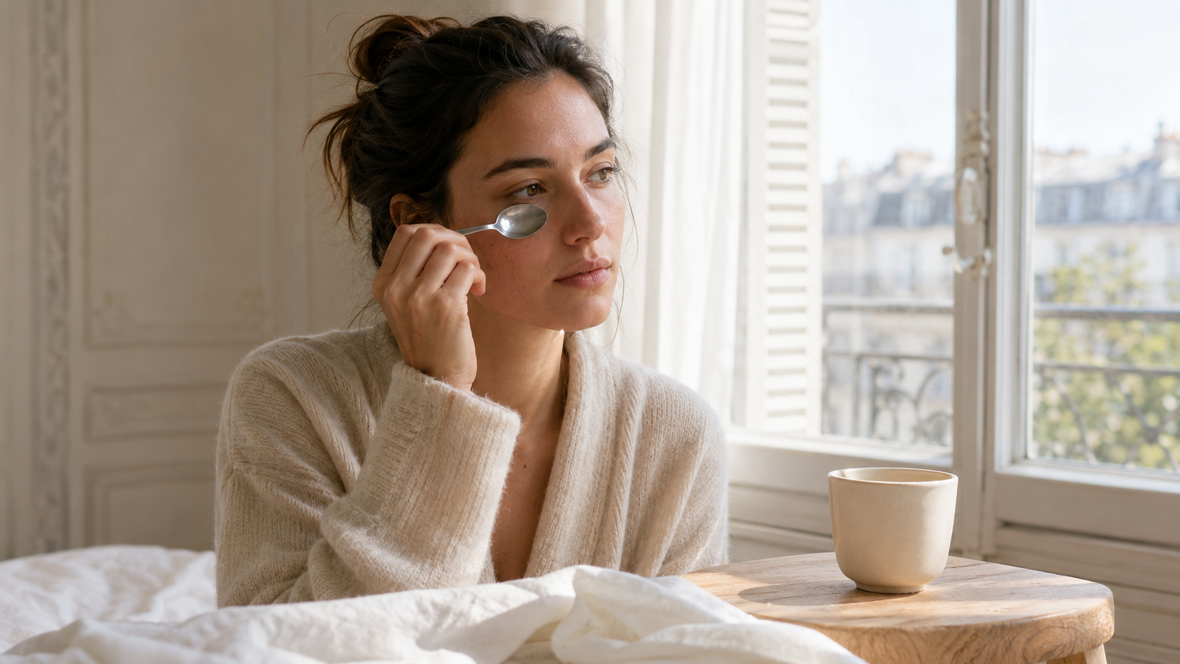 Soin facialiste pour décongestionner les poches sous les yeux et le regard fatigué à Paris 15